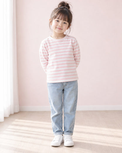 ボーダー 長袖Tシャツ ピンク 着用イメージ